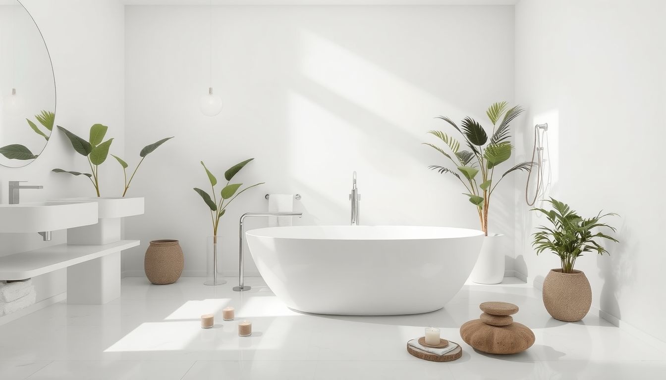 A minimalista fürdőszoba otthon teremti meg a spa élményt.