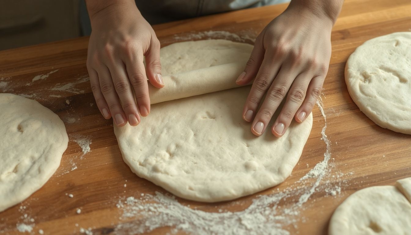 A vékony, kerek tészta ropogósabb pizzát eredményez.