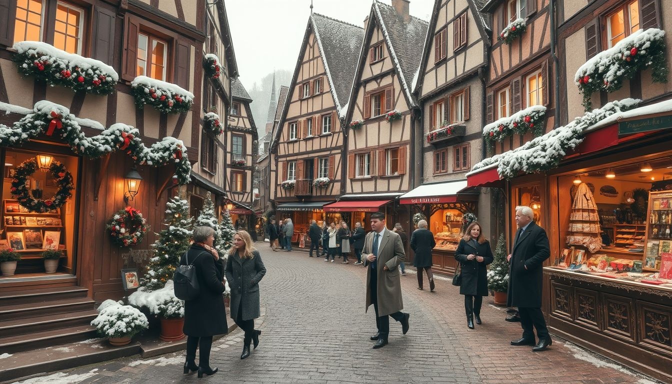 Colmar mesebeli utcái télen varázslatos karácsonyi fényben ragyognak.