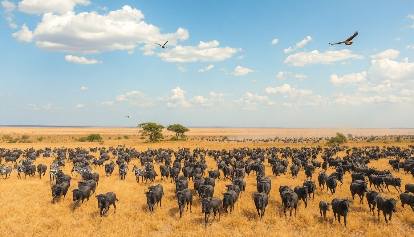 A Serengeti-ben évente több mint kétmillió állat vándorol.