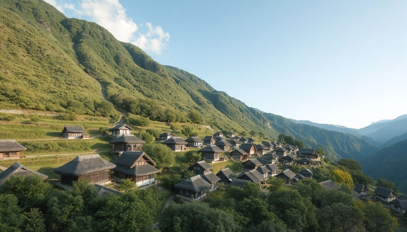 Shirakawa-go gassho-zukuri házai télen mesébe illően csillognak.