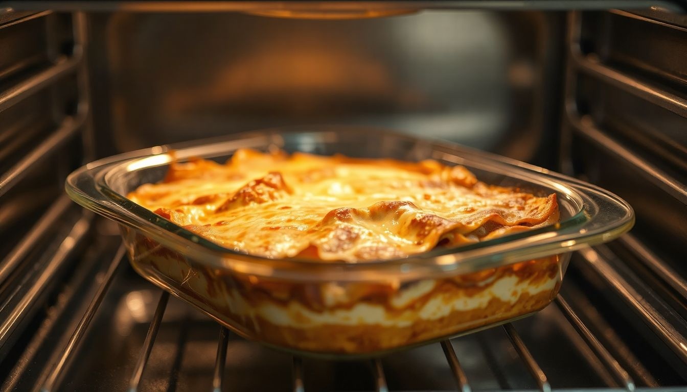 A lasagna optimális sütése 180°C-on 40-45 percig tart.