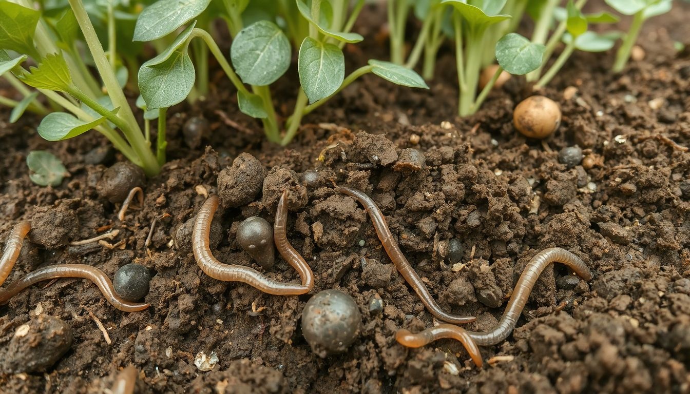 A giliszták levegőztetik a talajt, elősegítve a növekedést.