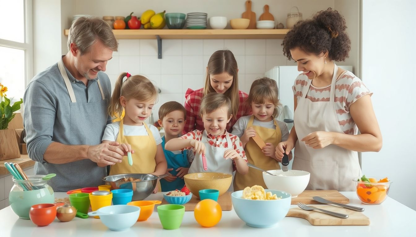 Színes mérőkanalak segítik a gyerekek pontos adagolását főzéskor.