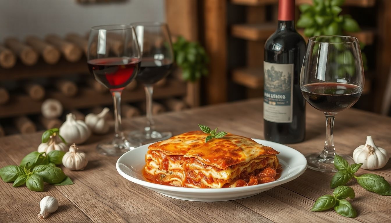 A Chianti klasszikus választás a gazdag lasagna mellé.