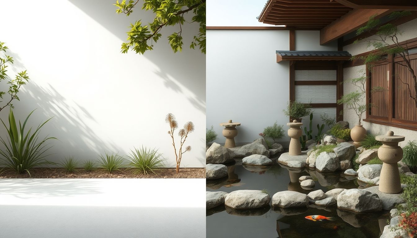 A minimalista kert letisztult, míg a japán kert természetes harmónia.