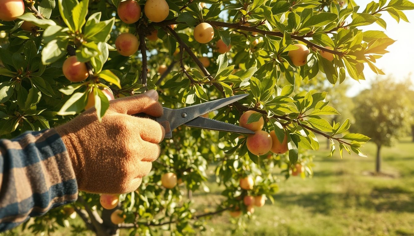 A gyümölcsfák téli metszése serkenti a bőséges termést.