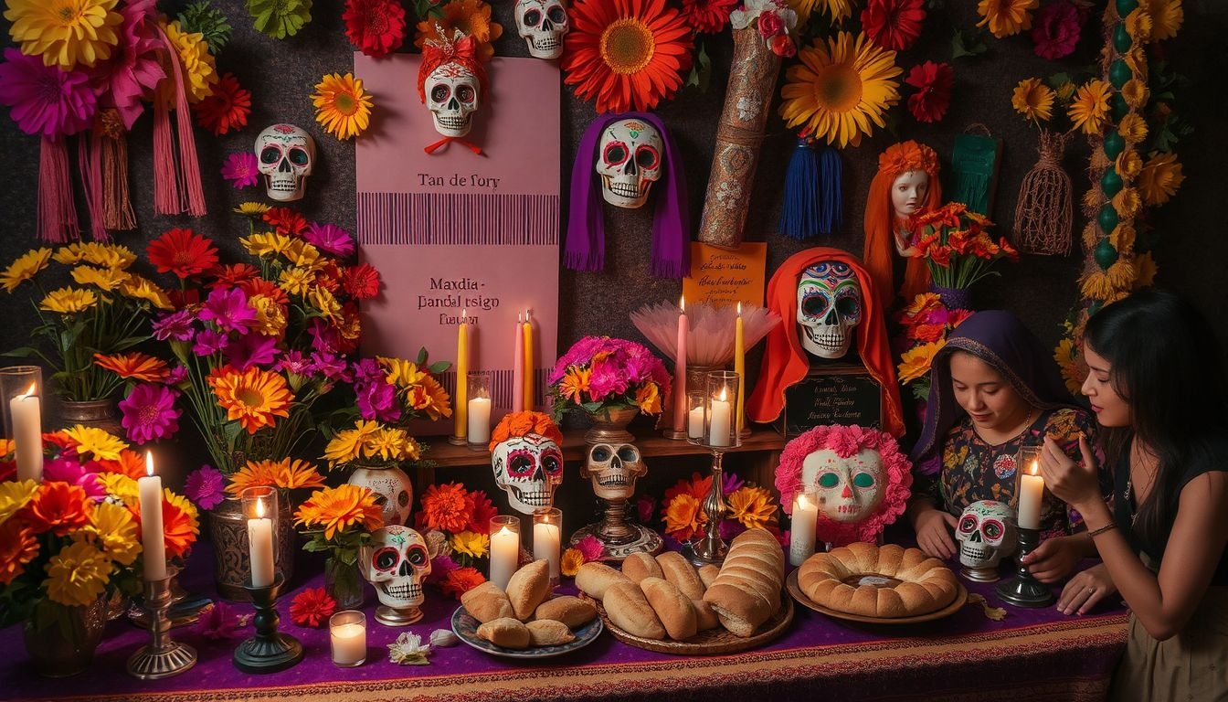 A Día de Muertos színes maszkokkal és csontvázakkal ünnepelt.