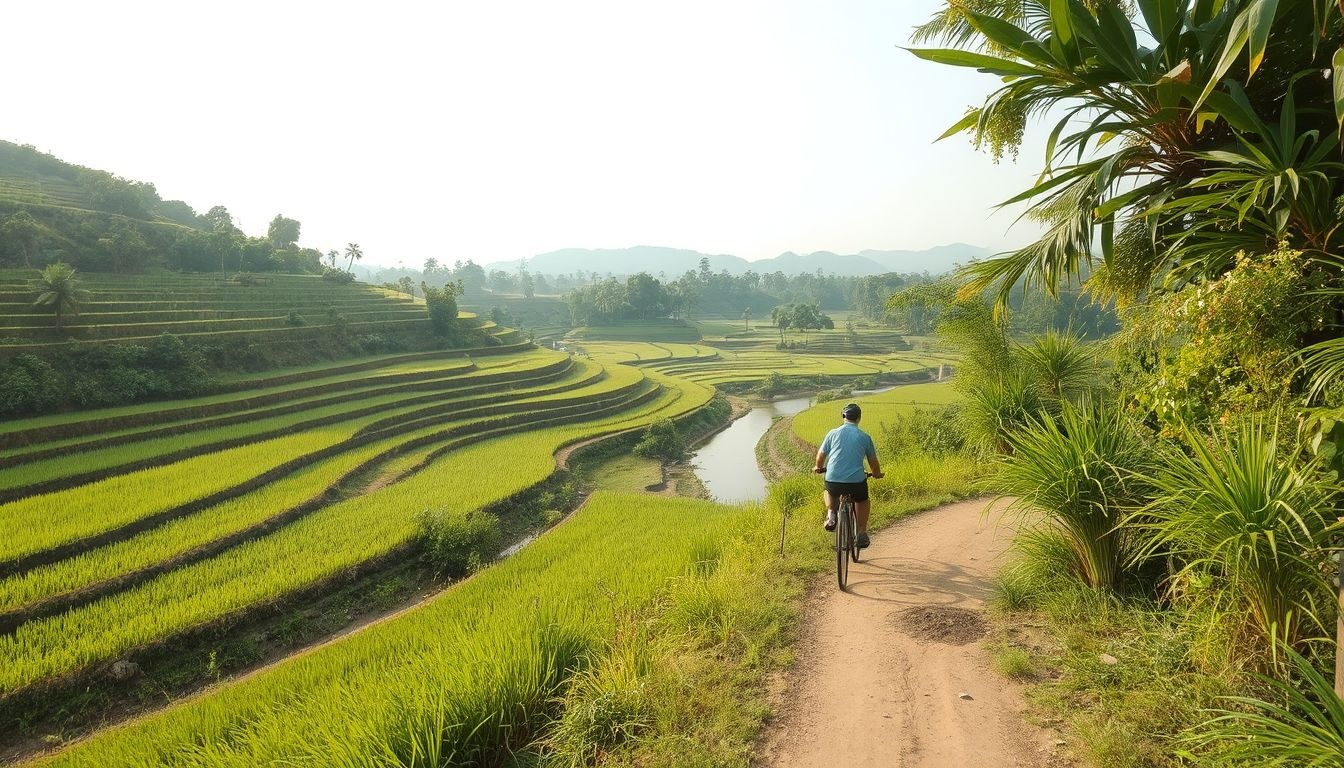 A Mekong Delta kerékpárútjai buja tájakon át vezetnek.
