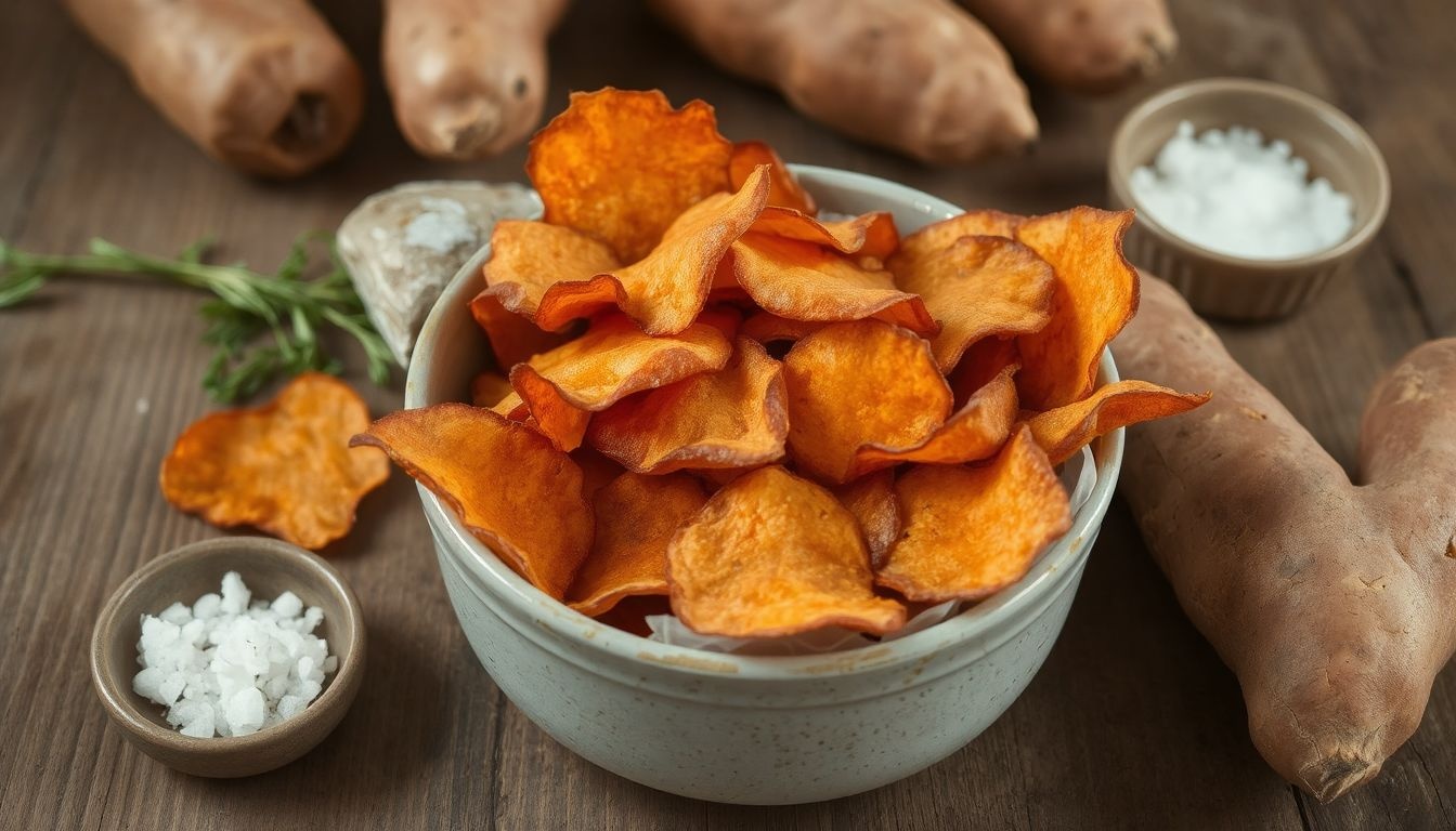 Az édesburgonya chips gazdag rostban, könnyen elkészíthető otthon.