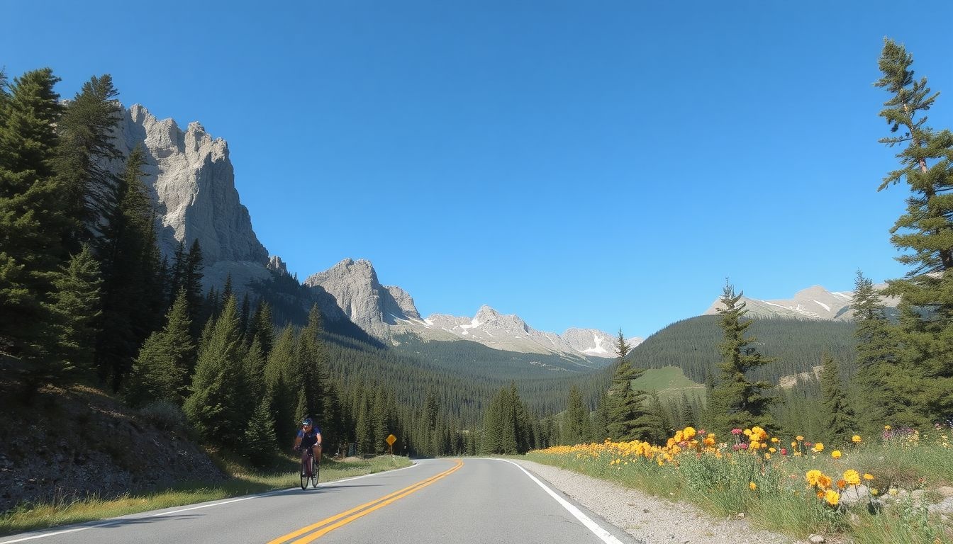 A Going-to-the-Sun Road lélegzetelállító panorámákat kínál kerékpárosoknak.