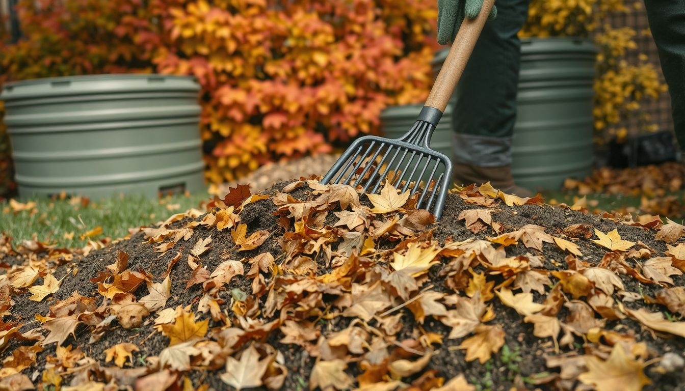 A lehullott levelek komposztálása természetes tápanyagot biztosít a kertnek.