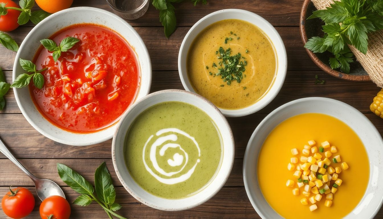 A nyári krémlevesek friss zöldségekkel a legízletesebbek.