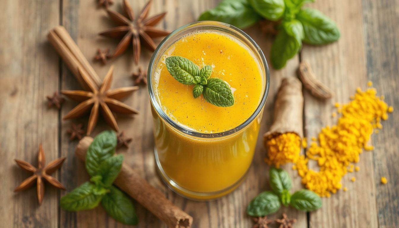 A fahéj és gyömbér fokozza a smoothie ízét és emésztést.