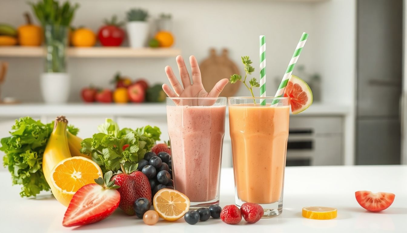 Gyümölcsök és zöldségek kombinációja tápláló, ízletes smoothie-t eredményez.